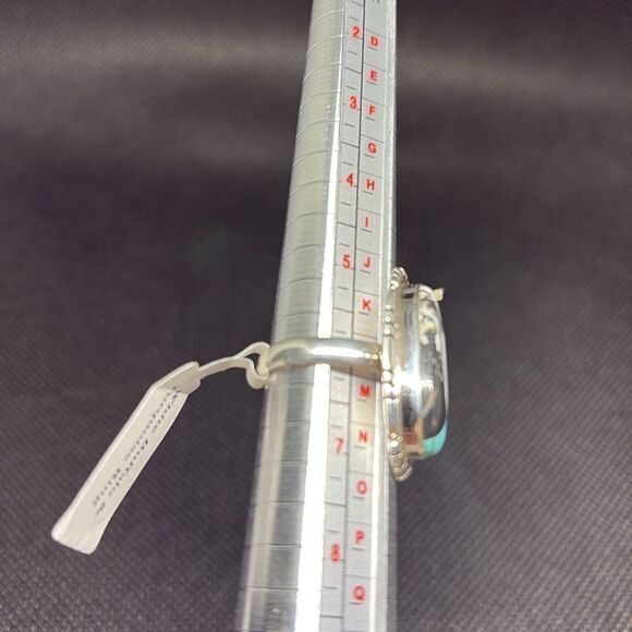 NWT White Buffalo Jasper & Turquoise 925 Silver Ring Size 6 - Picture 4 of 4